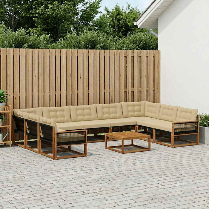Set de canapele de exterior cu pernă 10 pcs Natural și Bej WALTI