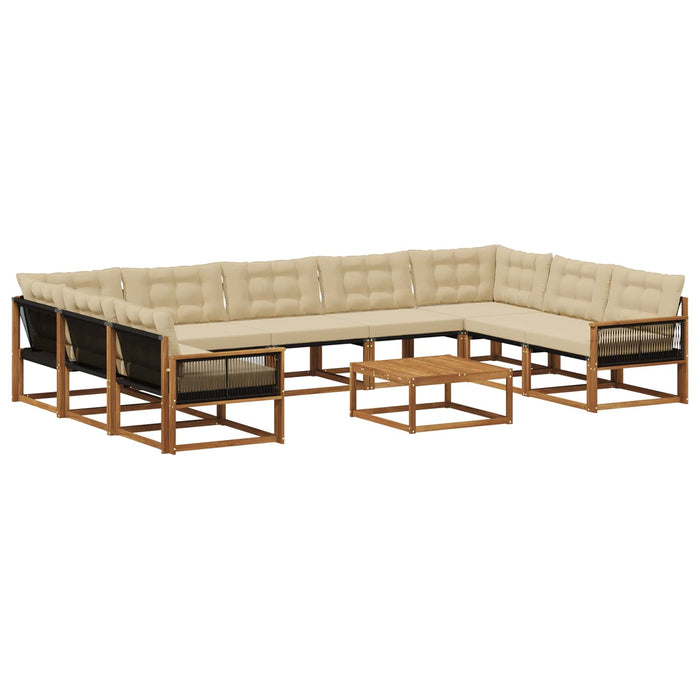 Set de canapele de exterior cu pernă 10 pcs Natural și Bej WALTI
