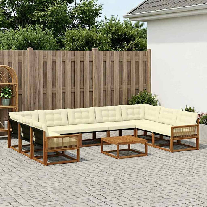 Set de canapele de exterior cu pernă 10 pcs Natural și Crem WALTI