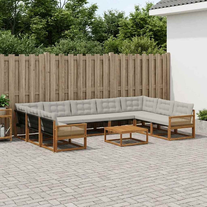 Set de canapele de exterior 10 pcs Natural și gri deschis WALTI