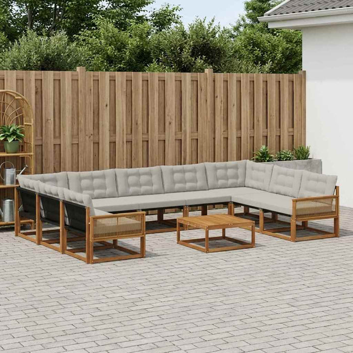 Set de canapele de exterior 10 pcs Natural și gri deschis WALTI