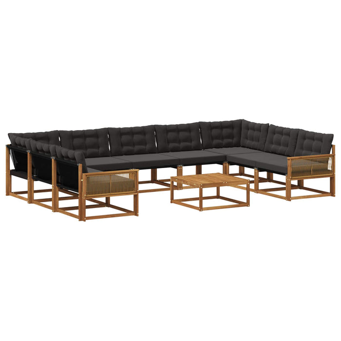 Set de canapele de exterior cu pernă 10 pcs Natural și Negru WALTI