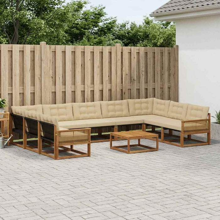 Set de canapele de exterior cu pernă 10 pcs Natural și Bej WALTI