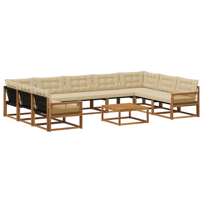 Set de canapele de exterior cu pernă 10 pcs Natural și Bej WALTI