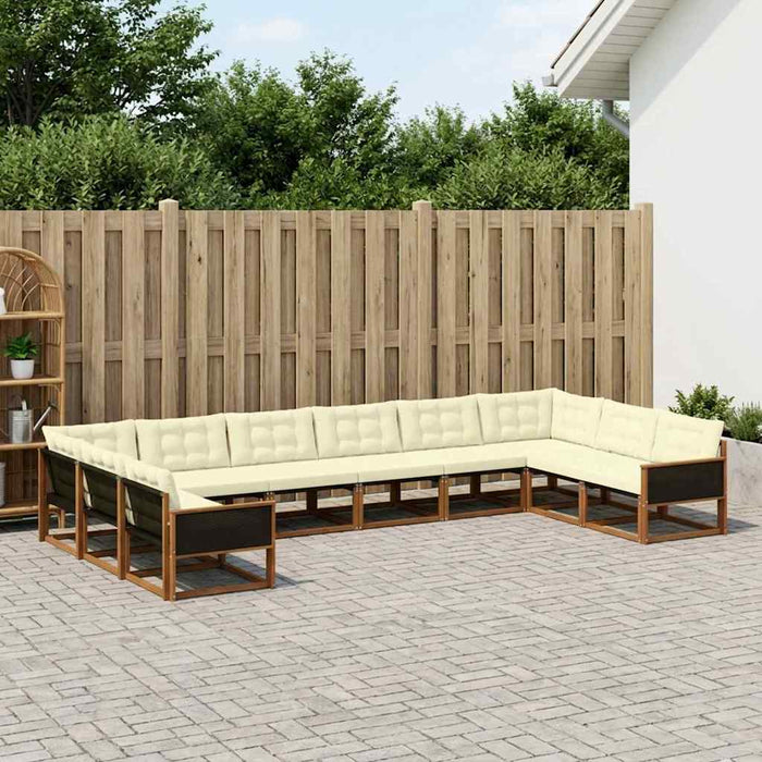 Set de canapele de exterior cu pernă 10 pcs Natural și Crem WALTI