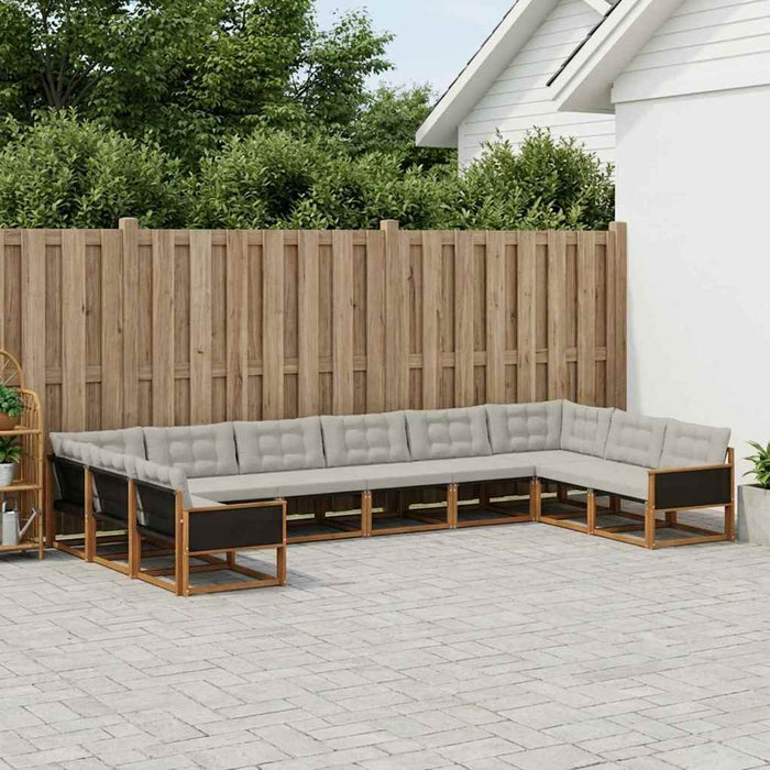 Set de canapele de exterior 10 pcs Natural și gri deschis WALTI