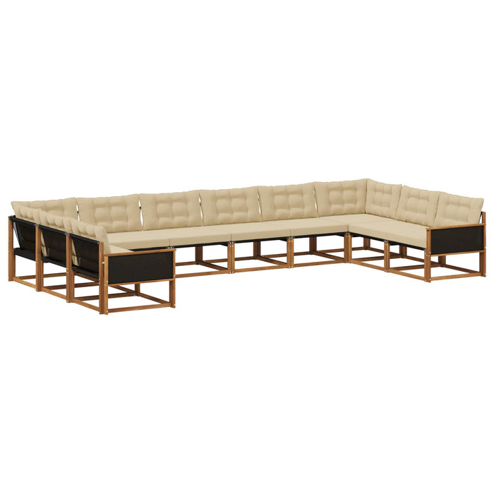Set de canapele de exterior cu pernă 10 pcs Natural și Bej WALTI