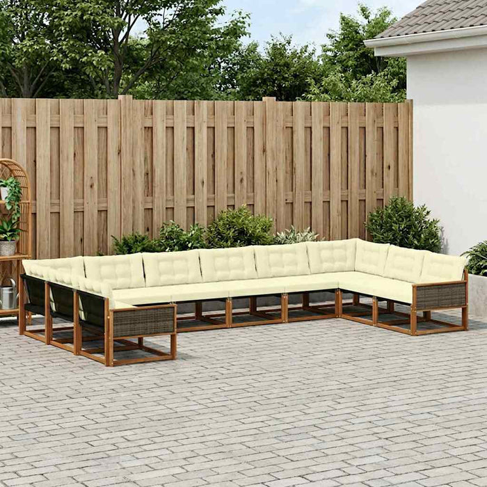 Set de canapele de exterior cu pernă 10 pcs Natural și Crem WALTI