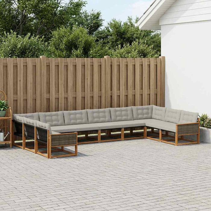 Set de canapele de exterior 10 pcs Natural și gri deschis WALTI