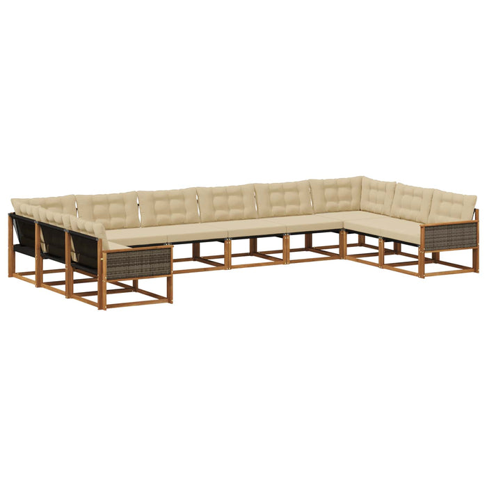Set de canapele de exterior cu pernă 10 pcs Natural și Bej WALTI