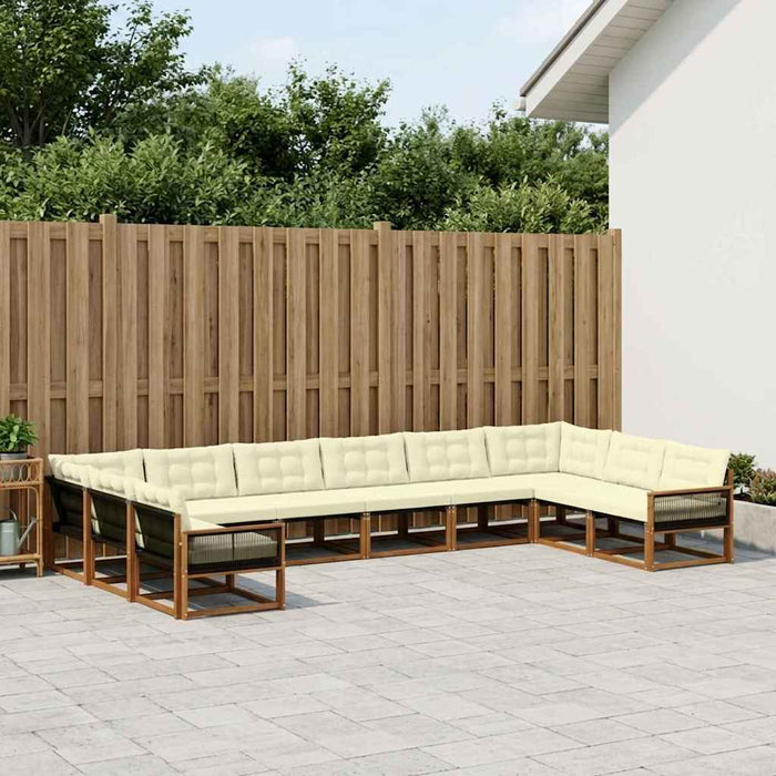 Set de canapele de exterior cu pernă 10 pcs Natural și Crem WALTI