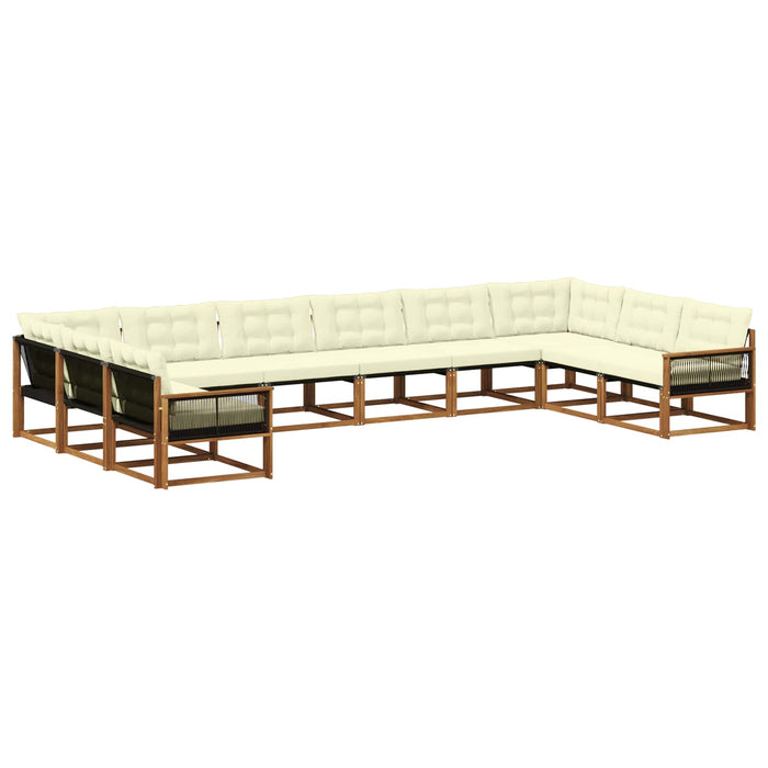 Set de canapele de exterior cu pernă 10 pcs Natural și Crem WALTI