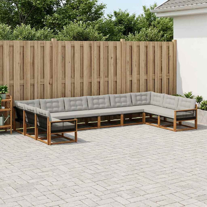 Set de canapele de exterior 10 pcs Natural și gri deschis WALTI