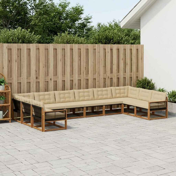 Set de canapele de exterior cu pernă 10 pcs Natural și Bej WALTI