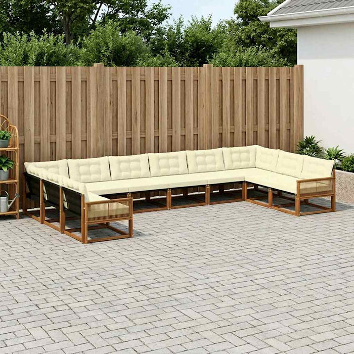 Set de canapele de exterior cu pernă 10 pcs Natural și Crem WALTI