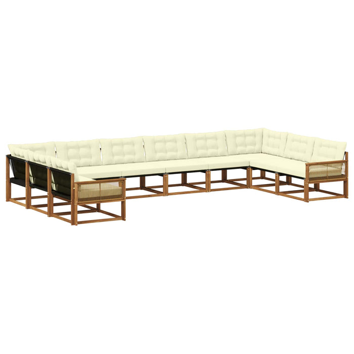 Set de canapele de exterior cu pernă 10 pcs Natural și Crem WALTI