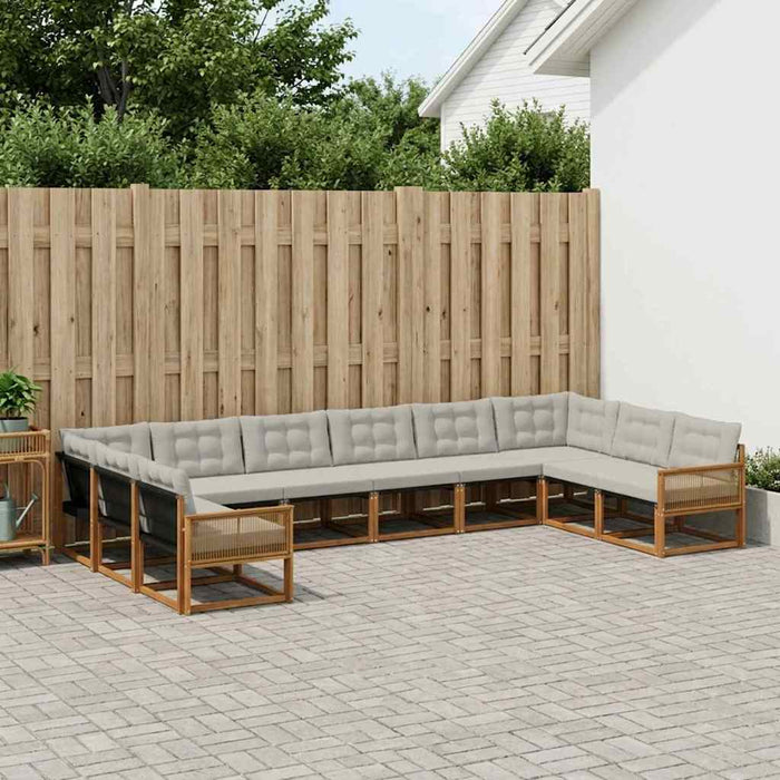Set de canapele de exterior 10 pcs Natural și gri deschis WALTI