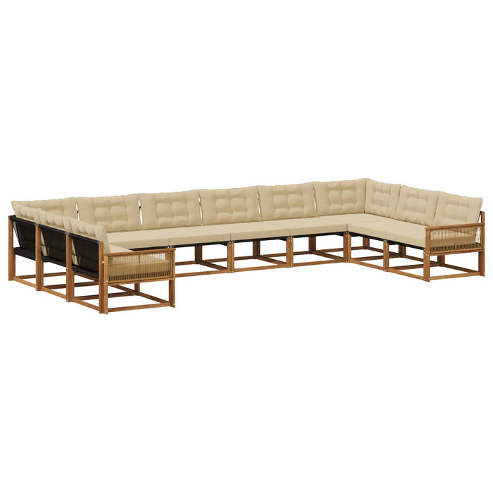 Set de canapele de exterior cu pernă 10 pcs Natural și Bej WALTI