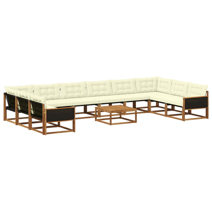 Set de canapele de exterior cu pernă 11 pcs Natural și Crem WALTI