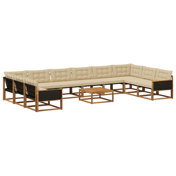 Set de canapele de exterior cu pernă 11 pcs Natural și Bej WALTI