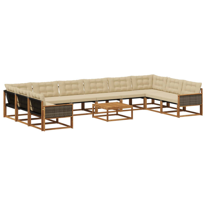 Set de canapele de exterior cu pernă 11 pcs Natural și Bej WALTI
