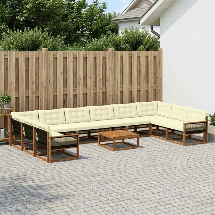 Set de canapele de exterior cu pernă 11 pcs Natural și Crem WALTI