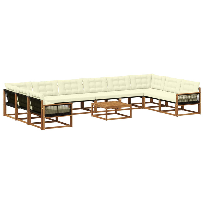 Set de canapele de exterior cu pernă 11 pcs Natural și Crem WALTI