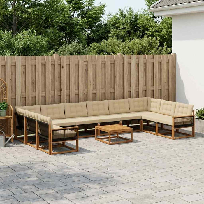 Set de canapele de exterior cu pernă 11 pcs Natural și Bej WALTI