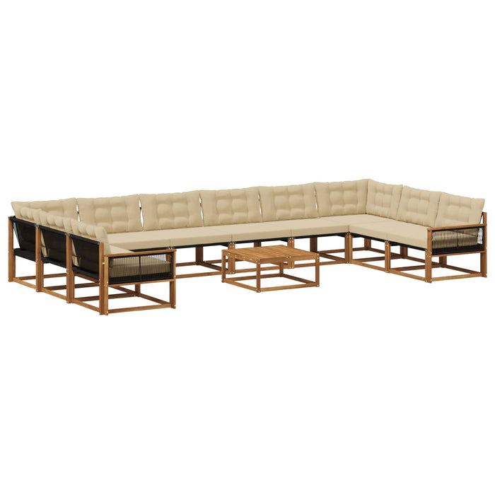 Set de canapele de exterior cu pernă 11 pcs Natural și Bej WALTI