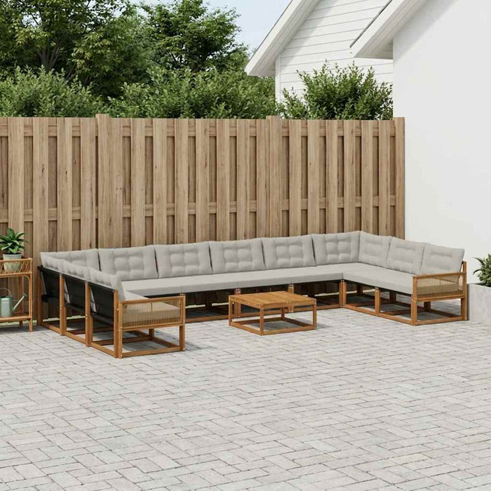 Set de canapele de exterior 11 pcs Natural și gri deschis WALTI