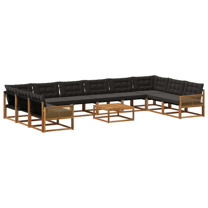Set de canapele de exterior cu pernă 11 pcs Natural și Negru WALTI