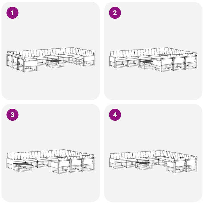 Set de canapele de exterior cu pernă 11 pcs Natural și Negru WALTI