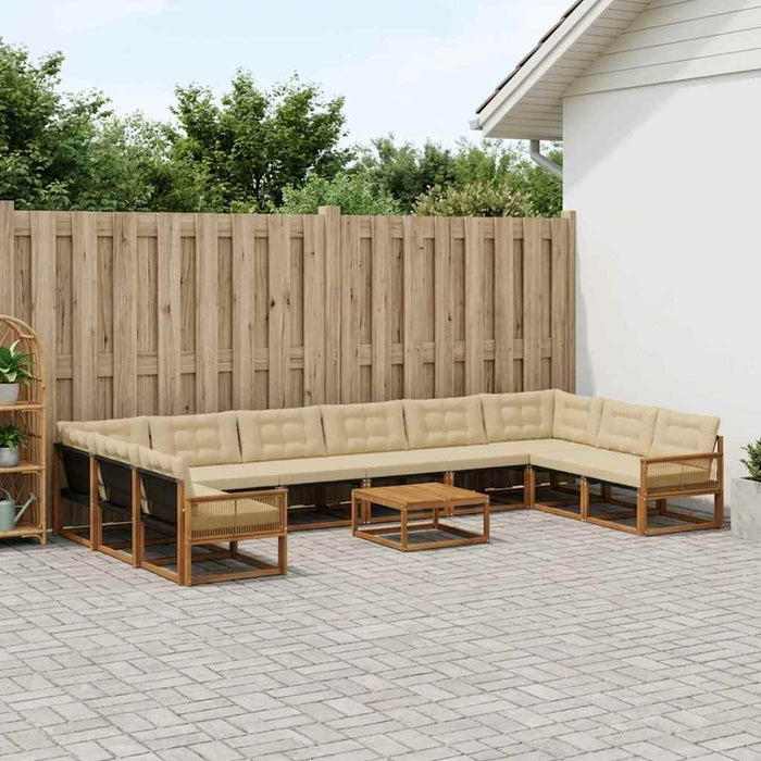 Set de canapele de exterior cu pernă 11 pcs Natural și Bej WALTI