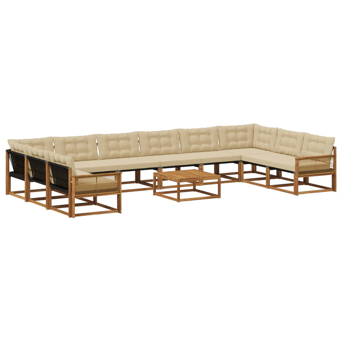 Set de canapele de exterior cu pernă 11 pcs Natural și Bej WALTI