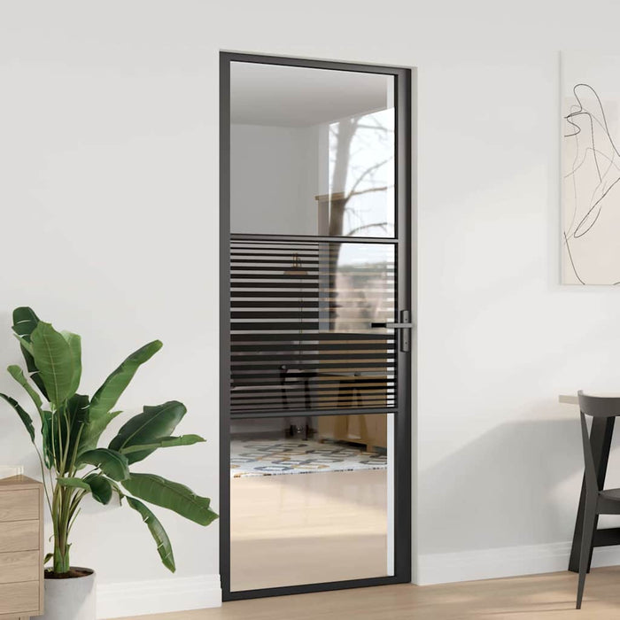 Ușă de interior Negru 83 x 201.5 cm Sticlă securizată, Aluminiu - WALTI WALTI