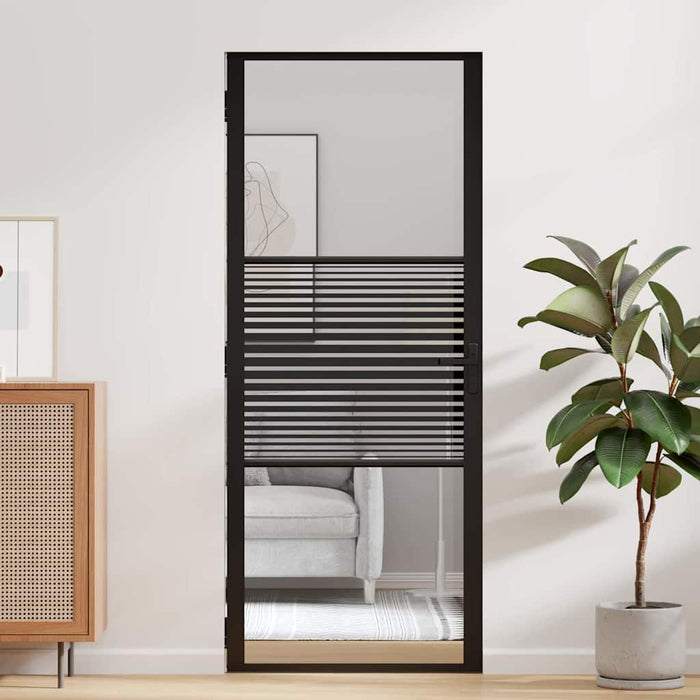 Ușă de interior Negru 83 x 201.5 cm Sticlă securizată, Aluminiu - WALTI WALTI