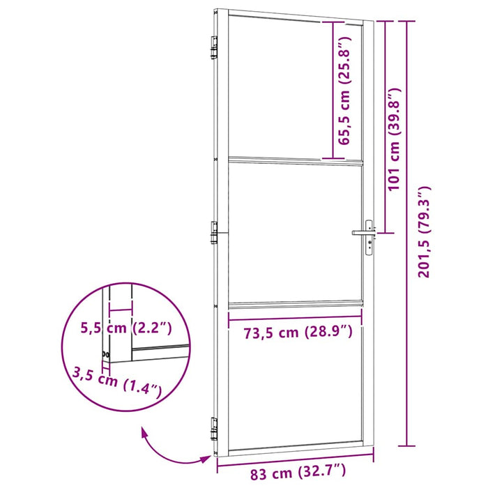Ușă de interior Negru 83 x 201.5 cm Sticlă securizată, Aluminiu - WALTI WALTI