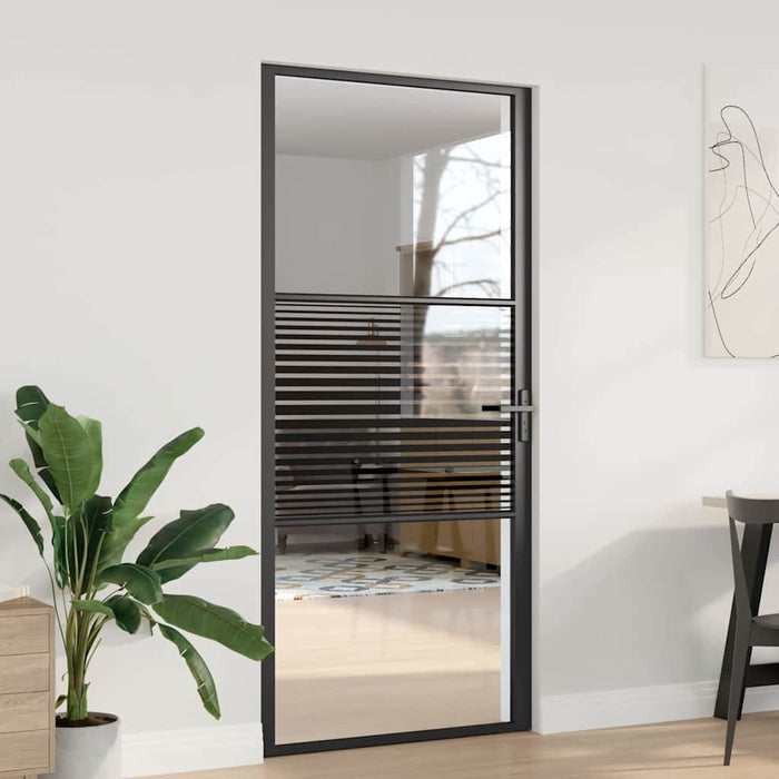 Ușă de interior Negru 93 x 201.5 cm Sticlă securizată, Aluminiu - WALTI WALTI