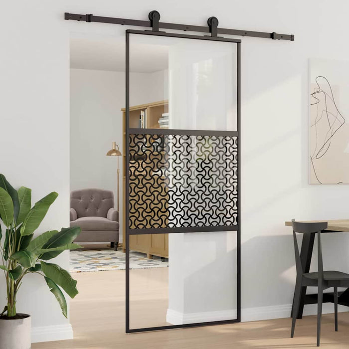 Ușă glisantă Negru 90 x 205 cm Sticlă securizată, Aluminiu - WALTI WALTI