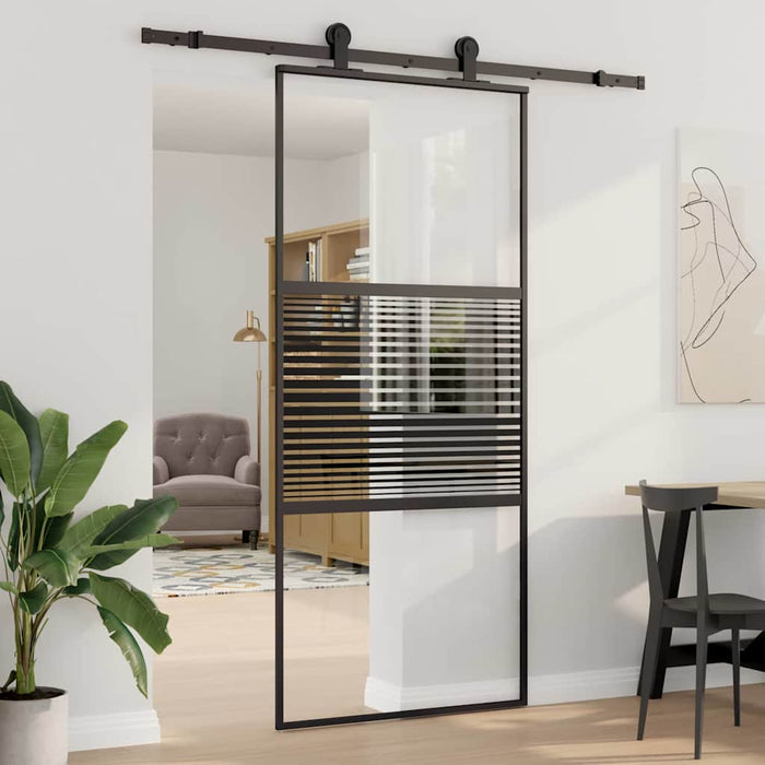 Ușă glisantă Negru 90 x 205 cm Sticlă securizată, Aluminiu - WALTI WALTI