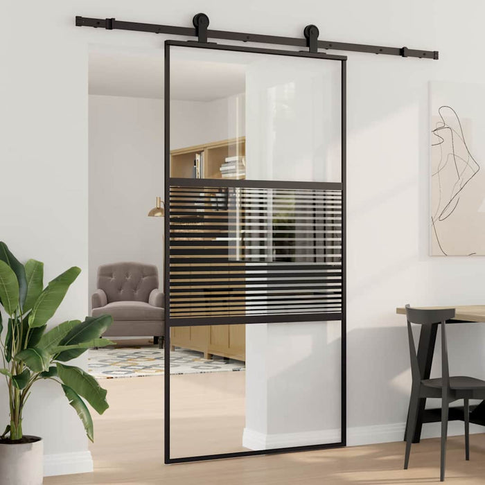 Ușă glisantă Negru 102.5 x 205 cm Sticlă securizată, Aluminiu - WALTI WALTI