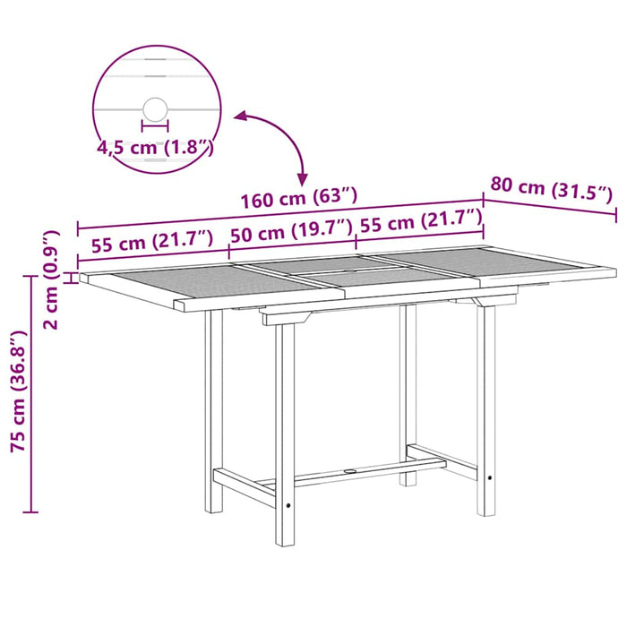 Set de masă pentru grădină 5 pcs Maro Lemn solid de tec WALTI