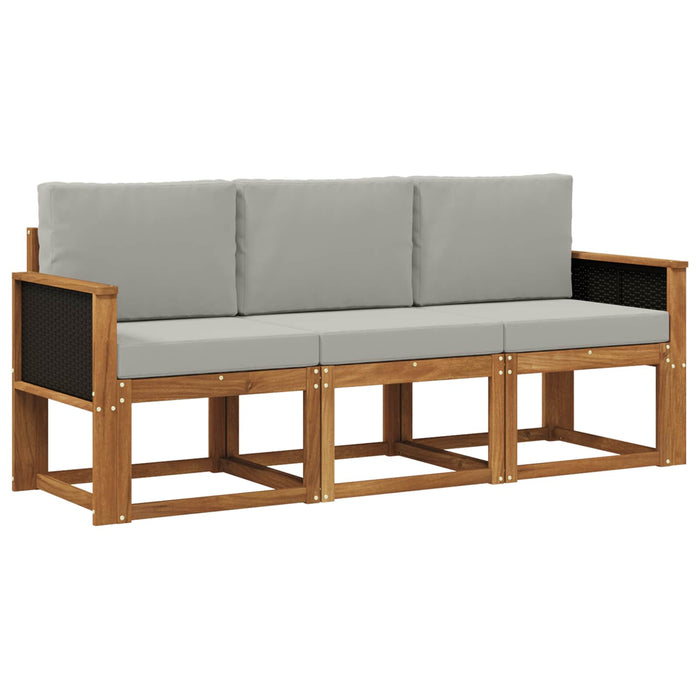 Set de canapele de exterior 3 pcs Natural și gri deschis WALTI