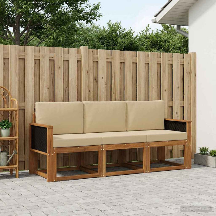 Set de canapele de exterior cu pernă 3 pcs natural WALTI