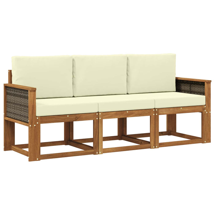 Set de canapele de exterior cu pernă 3 pcs Natural și Crem WALTI