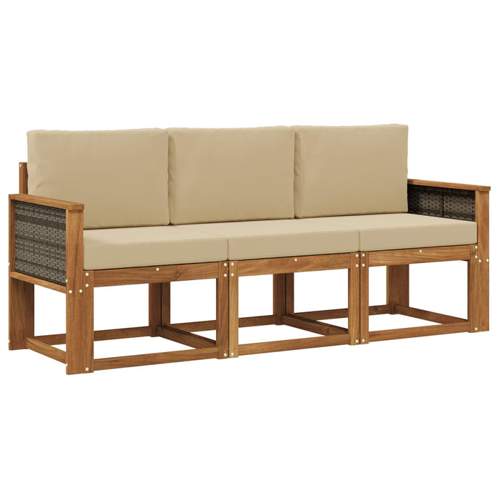 Set de canapele de exterior cu pernă 3 pcs natural WALTI
