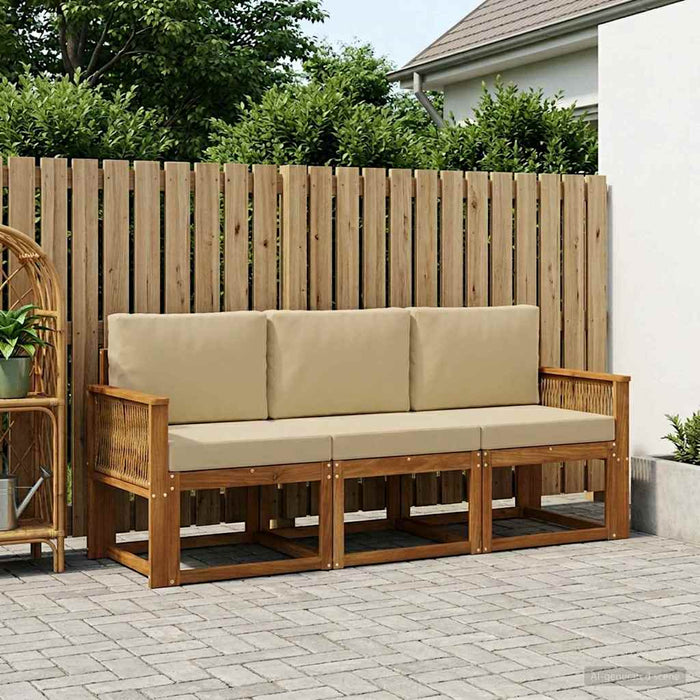 Set de canapele de exterior 3 pcs Natural și Bej Poliester WALTI