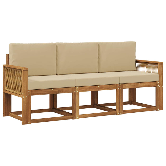 Set de canapele de exterior 3 pcs Natural și Bej Poliester WALTI