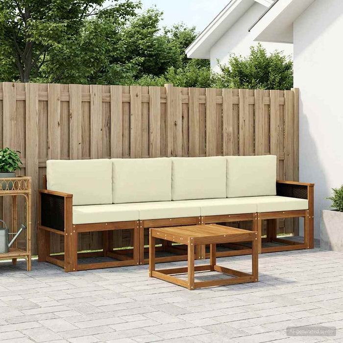 Set de canapele de exterior cu pernă 4 pcs Natural și Crem WALTI