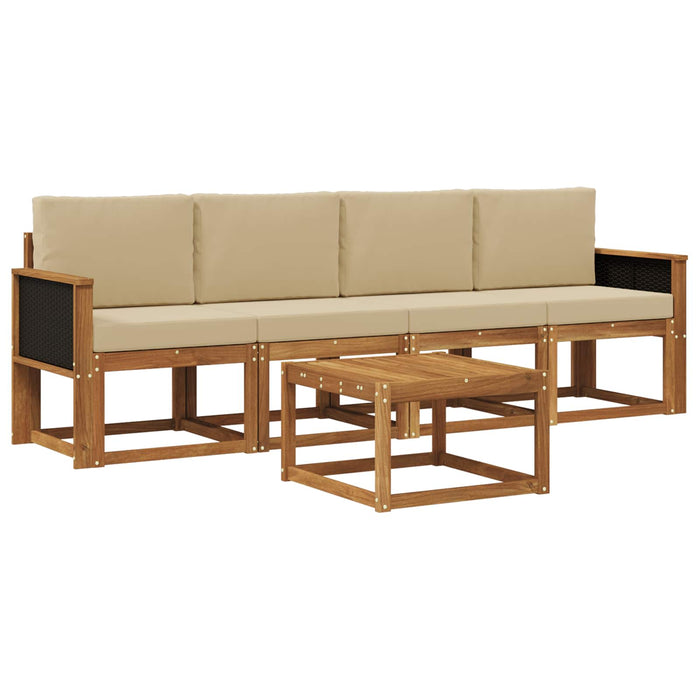 Set de canapele de exterior cu pernă 4 pcs natural WALTI